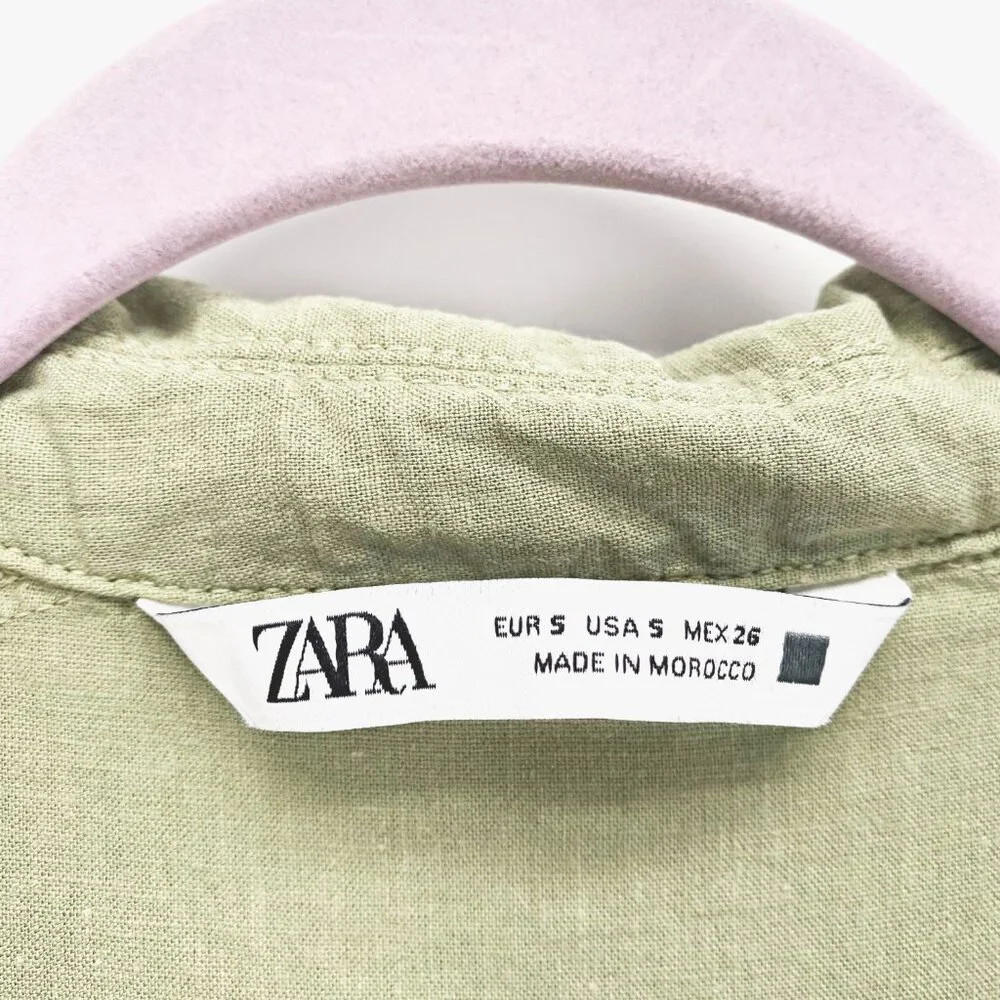 Zara Linen Blend Shirt Style Playsuit